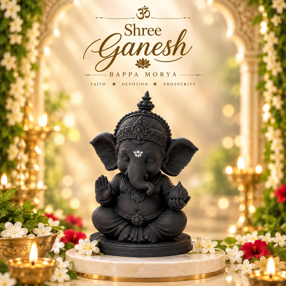 Black Ganesh Murti – Elegant Lord Ganesha Idol for Home & Temple Décor