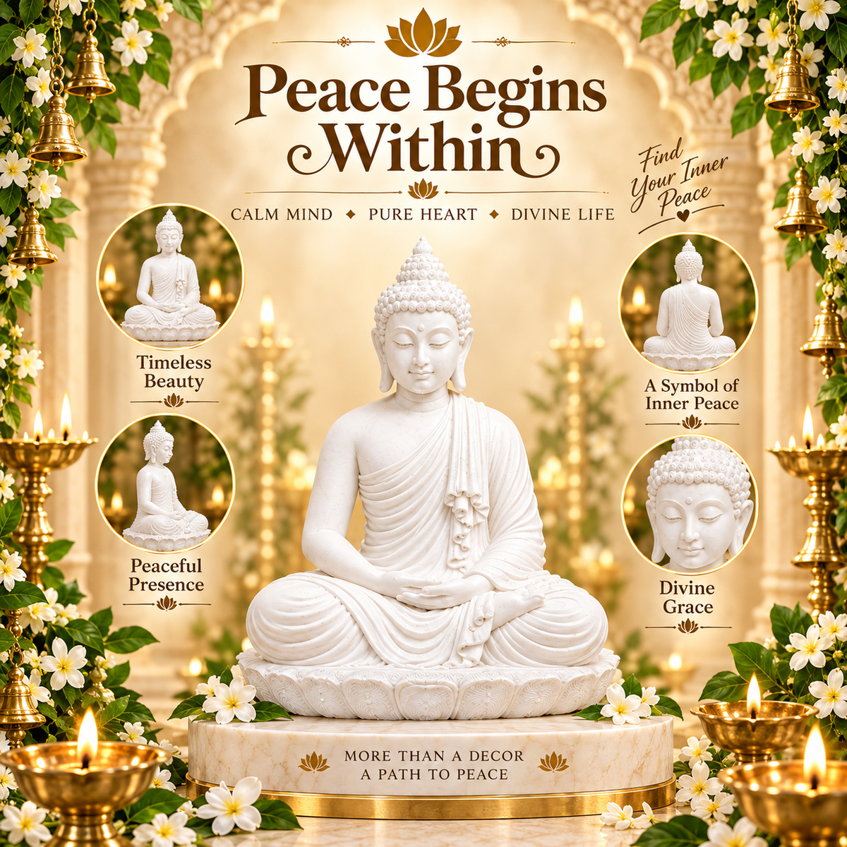 Premium Buddha Statue | Meditating Buddha Idol for Home, Meditation Room & Office