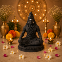 Divine Meditating Lord Shiva Black Idol for Home, Pooja & Car Decor (3.5 Inch)