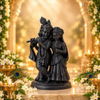 Beautiful Radha Krishna Idol – Traditional Black Finish Murti