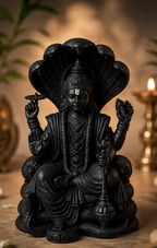 Divine Lord Vishnu Black Idol for Home, Pooja & Car Decor (3.5 Inch)