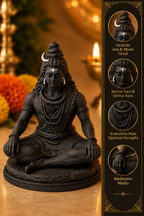 Divine Meditating Lord Shiva Black Idol for Home, Pooja & Car Decor (3.5 Inch)