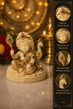 Divine Bala Murugan Idol with Vel & Peacock for Home Pooja & Car Decor (3.5 Inch)