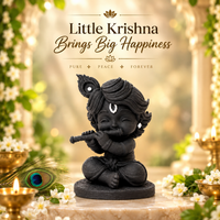 Little Krishna Black Murti | Premium Bal Gopal Statue with Flute for Home & Pooja Room