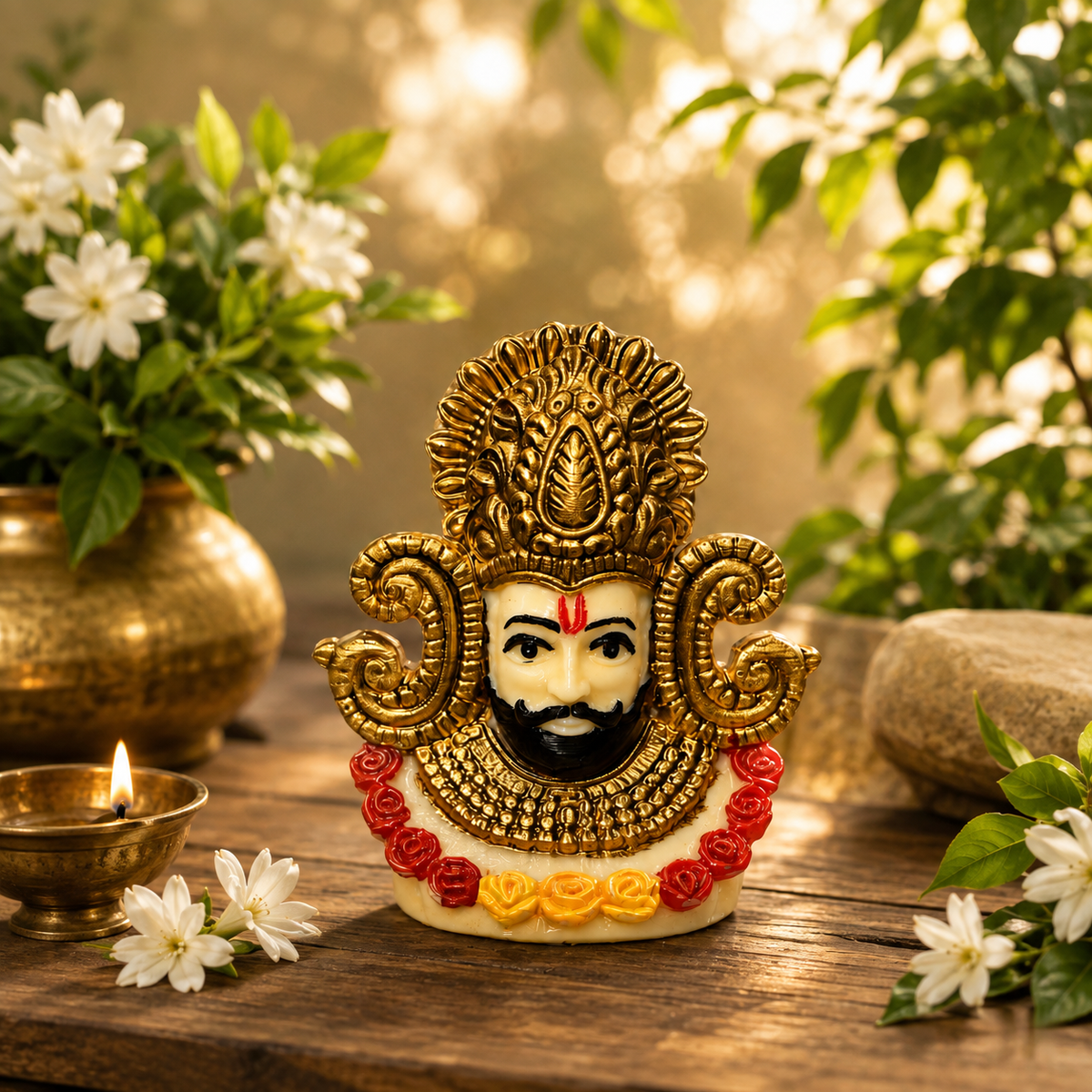 Premium Khatu Shyam Ji Murti | Hand-Painted Multicolor Shyam Baba Idol for Home & Pooja Room