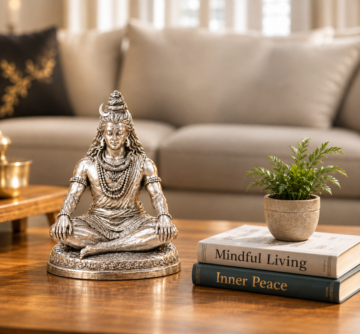 Lord Shiva Meditation Murti – Premium Silver Shiva Statue for Home & Temple Décor