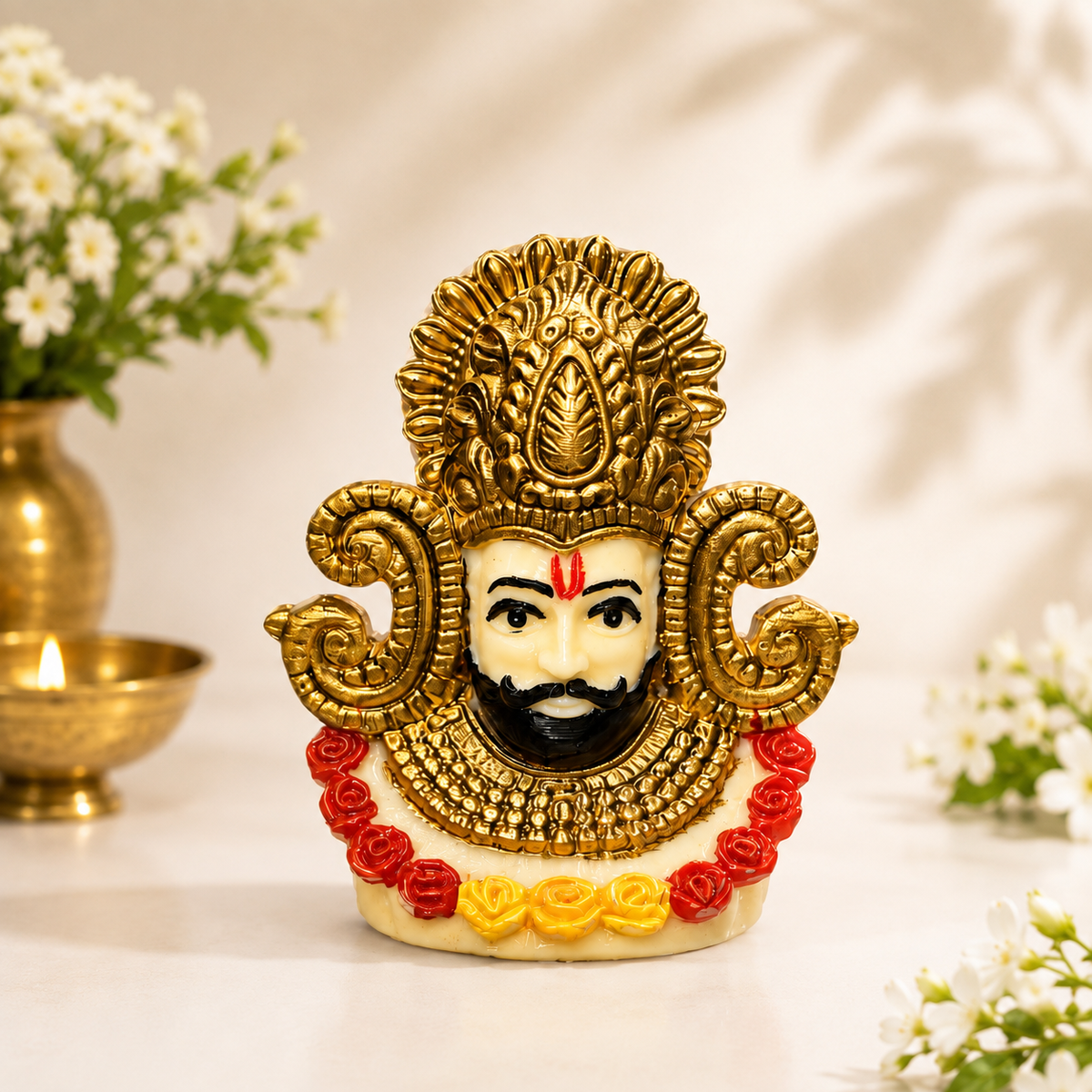 Premium Khatu Shyam Ji Murti | Hand-Painted Multicolor Shyam Baba Idol for Home & Pooja Room
