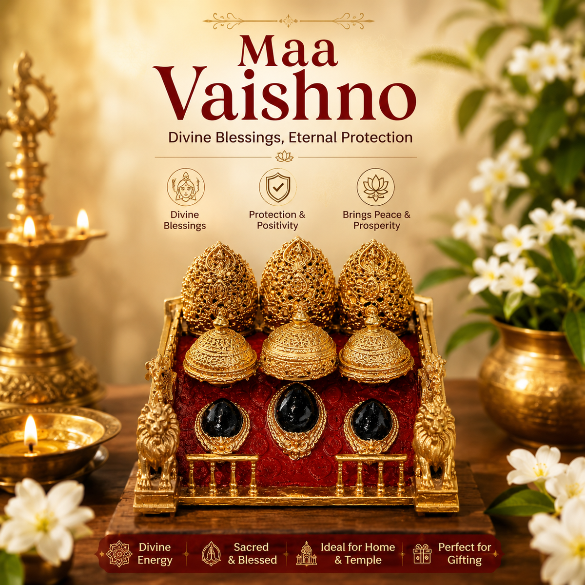 Maa Vaishno Devi Darbar | Premium Vaishno Mata Darbar for Home Temple & Pooja Room