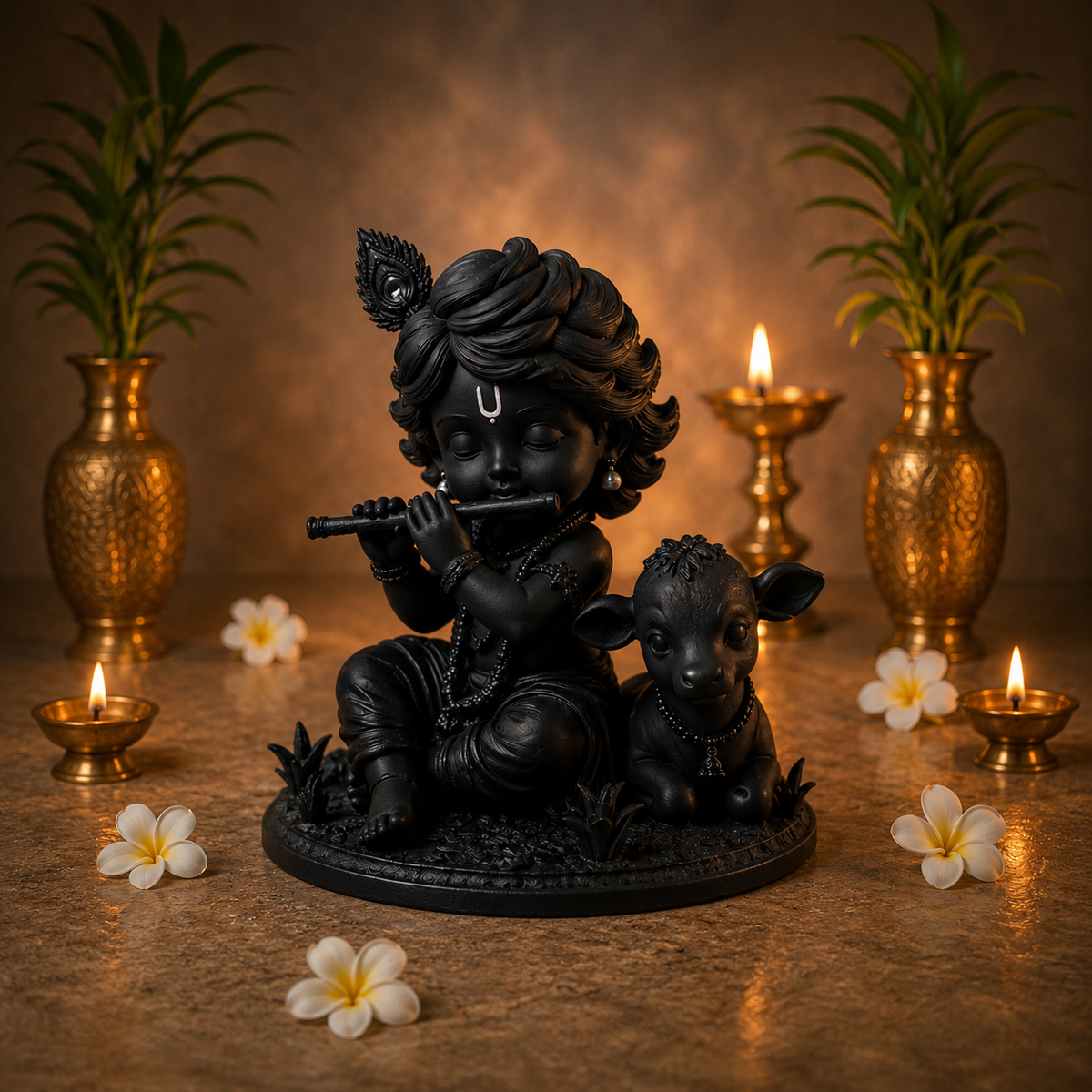 Bal Krishna Idol for Home Pooja & Car Dashboard Decor (3.5 Inch)