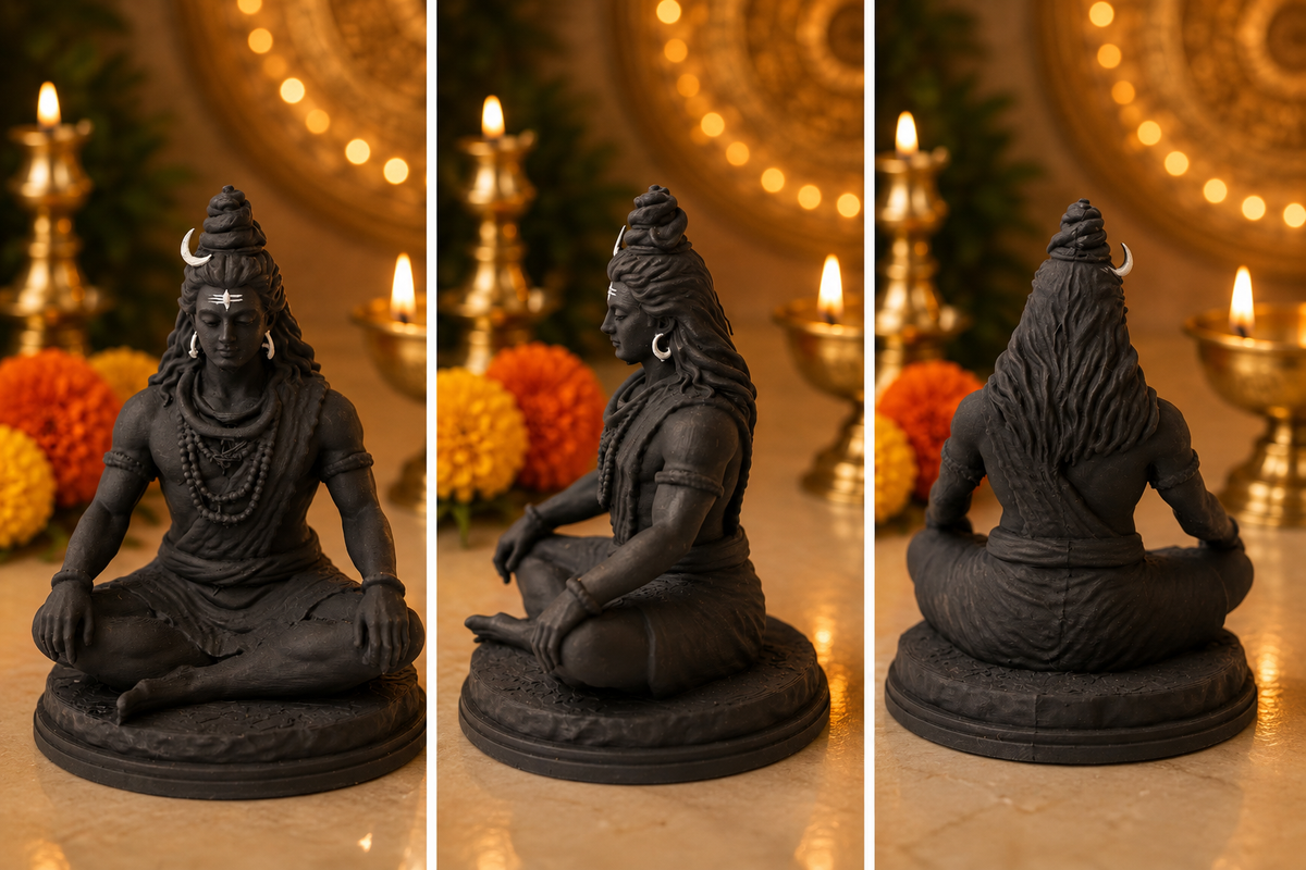 Divine Meditating Lord Shiva Black Idol for Home, Pooja & Car Decor (3.5 Inch)